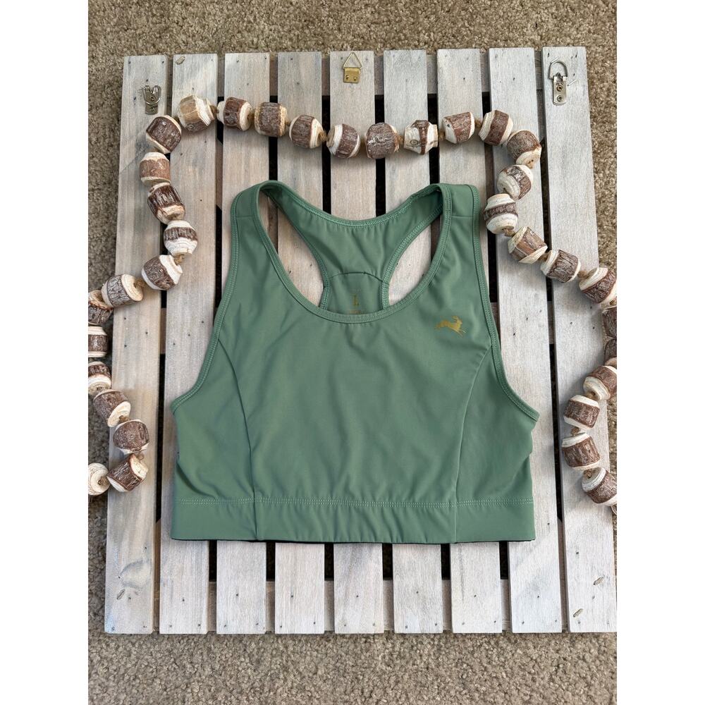 Tracksmith Allston Green Racerback Sport Bra Top, L